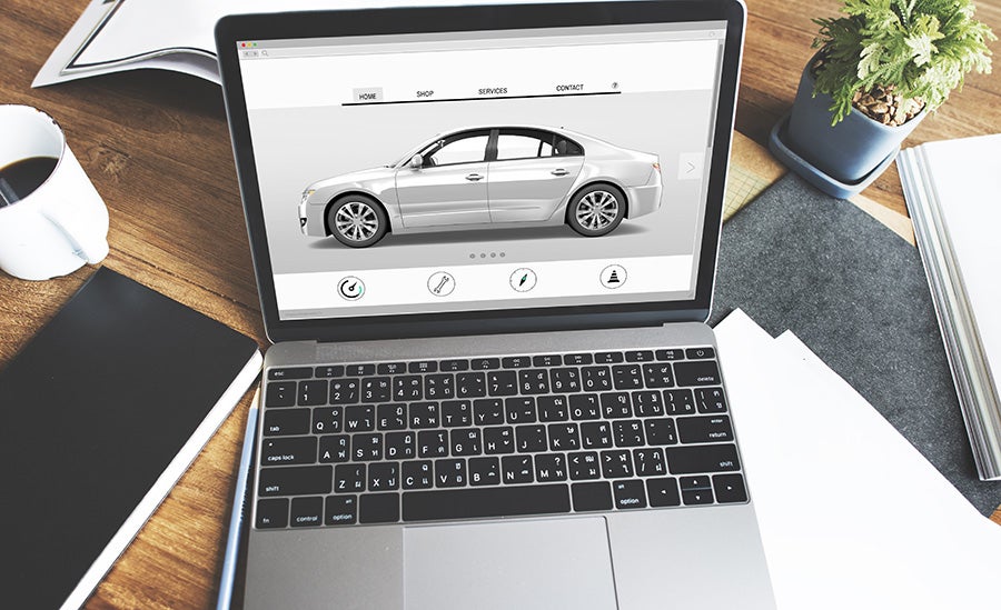 shop for car online, car on laptop screen